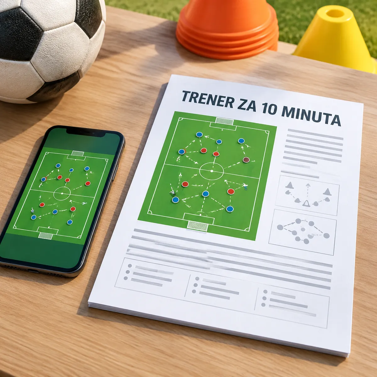 Svaki trening: zagrijavanje, igra, mala utakmica. S crtežom.